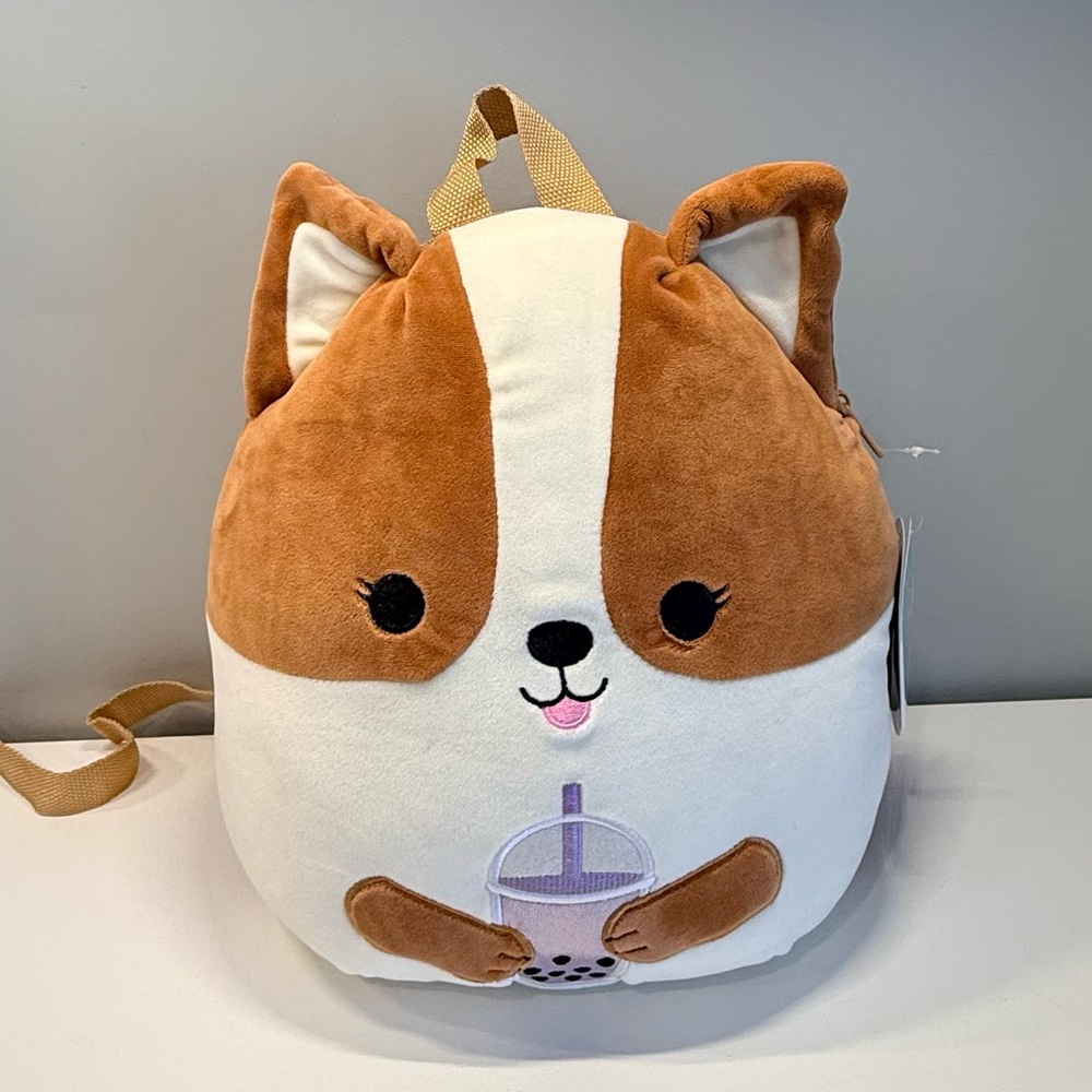 Brand New Regina Squishmallow  Corgi Plush Backpack